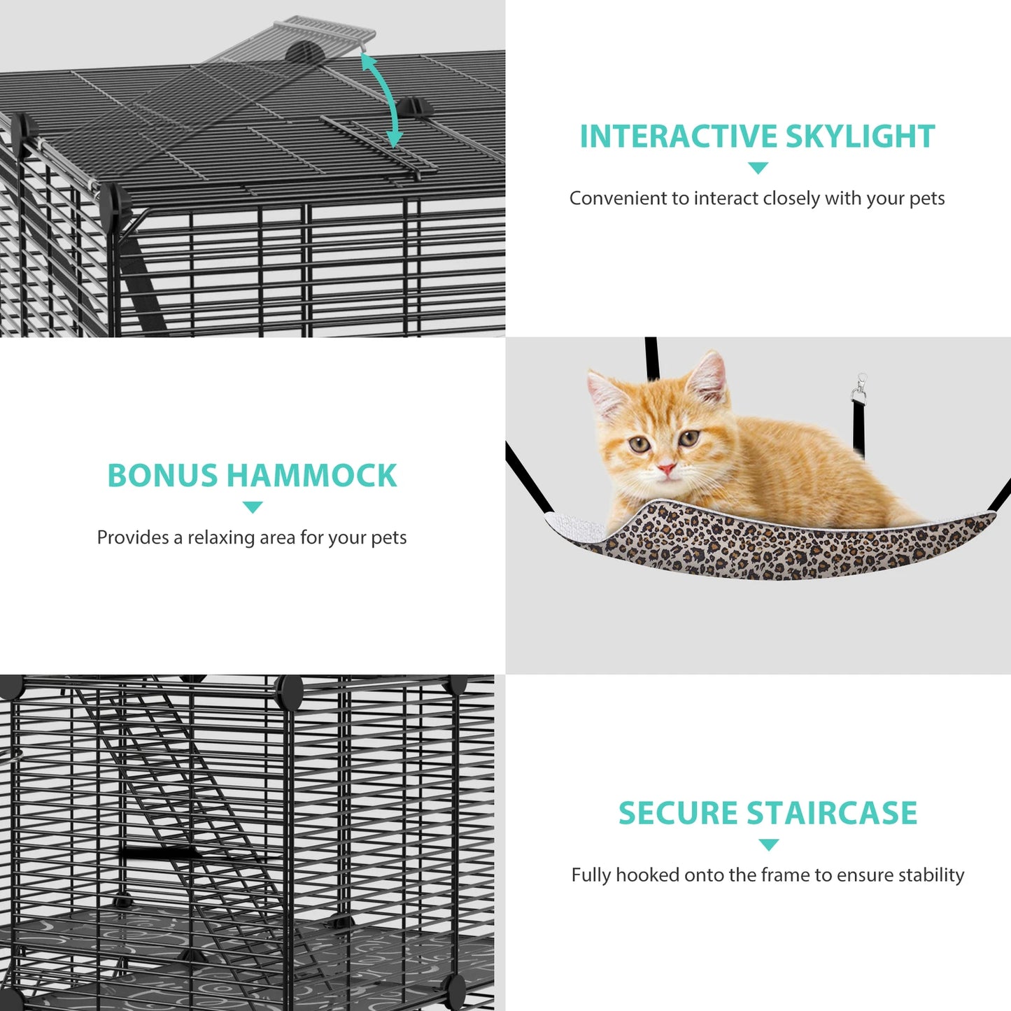 3 Tier Metal Wire Cat Cage With Hammock For 1 To 2 Cats