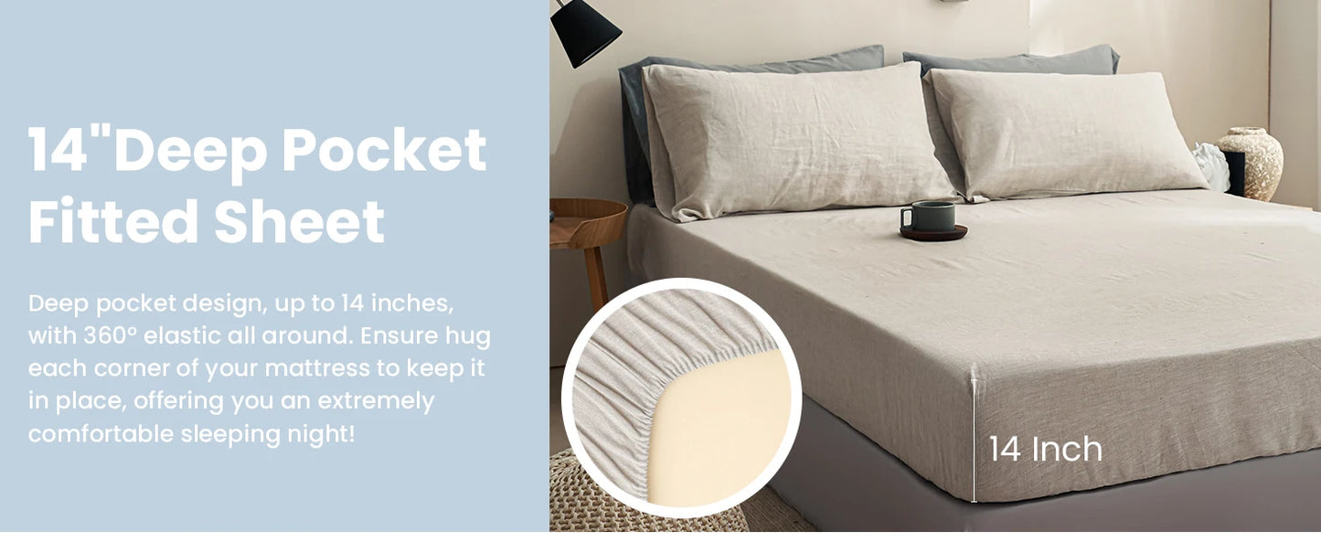 Simple Opulence 3 4 Piece Bed Linen Sheet Set French Flax