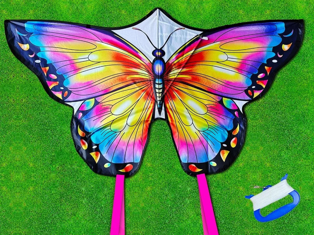 Butterfly Kite For All Ages 55x28 Inch Easy Fly Beginner With 300ft Line
