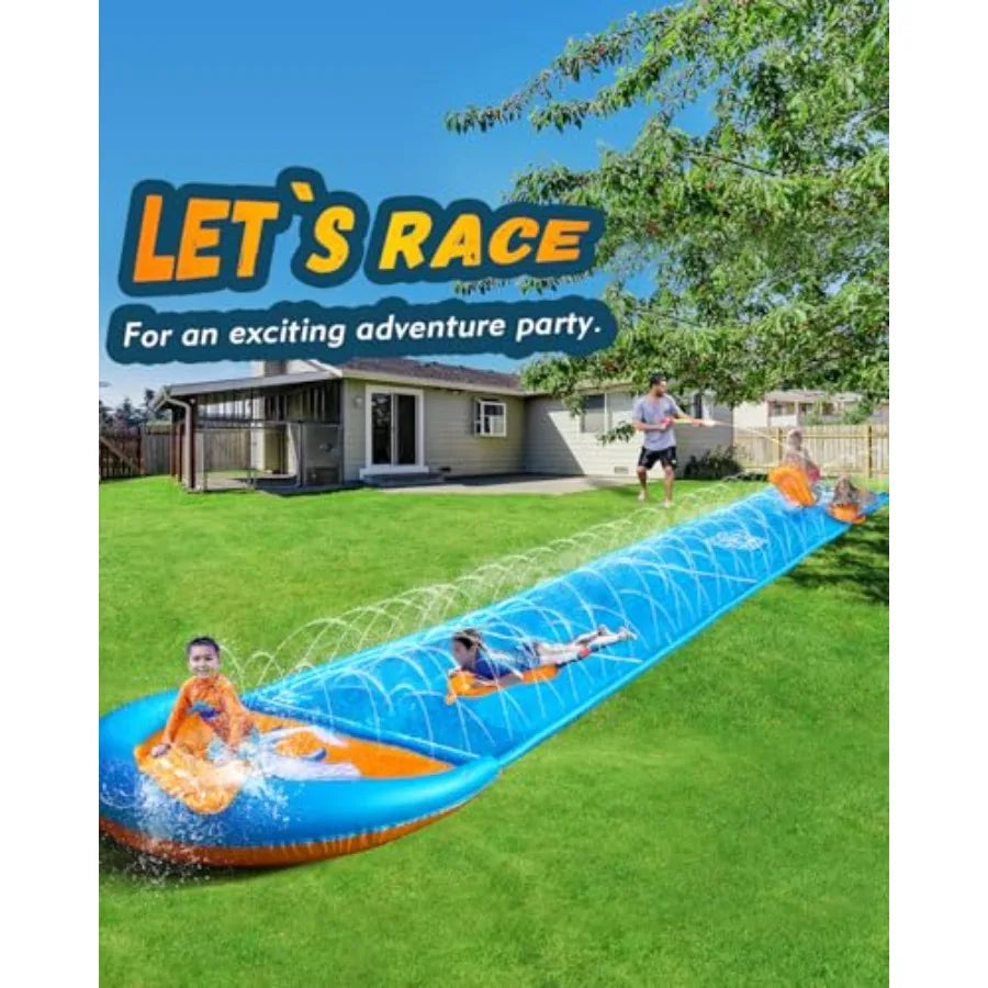 32 Feet Slip And Water Slide For Adults Backyard Water Toys With Sprinkler Blue