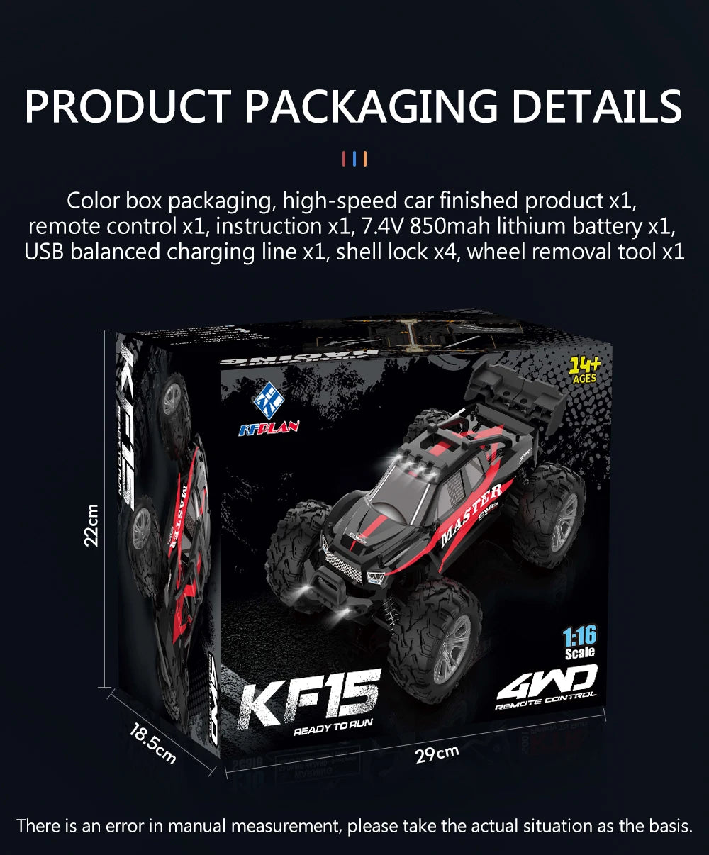 KF15 RC Car 1:16 Scale High Speed 40kmh Off Road Drift 2.4G Remote