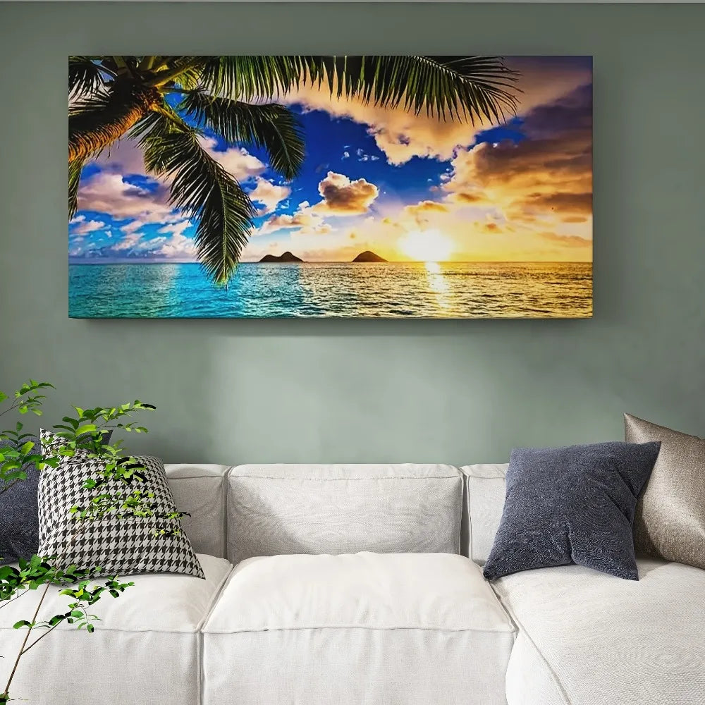 Sunset Beach Canvas Print Ocean Landscape One And A Half Inch Thick Seaside
