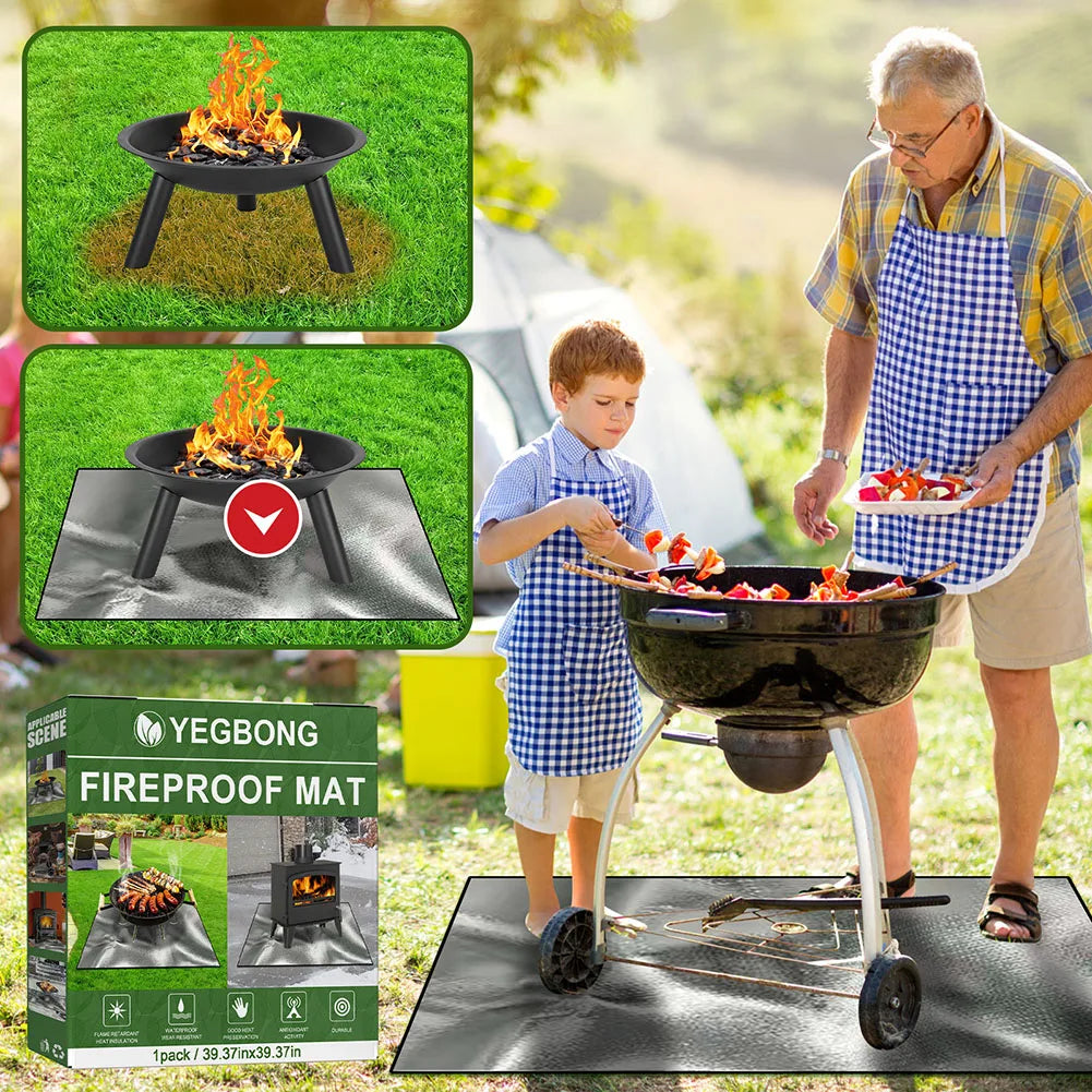 100cm By 100cm Griddle BBQ Mat For Outdoor Fire Pit 3 Layer