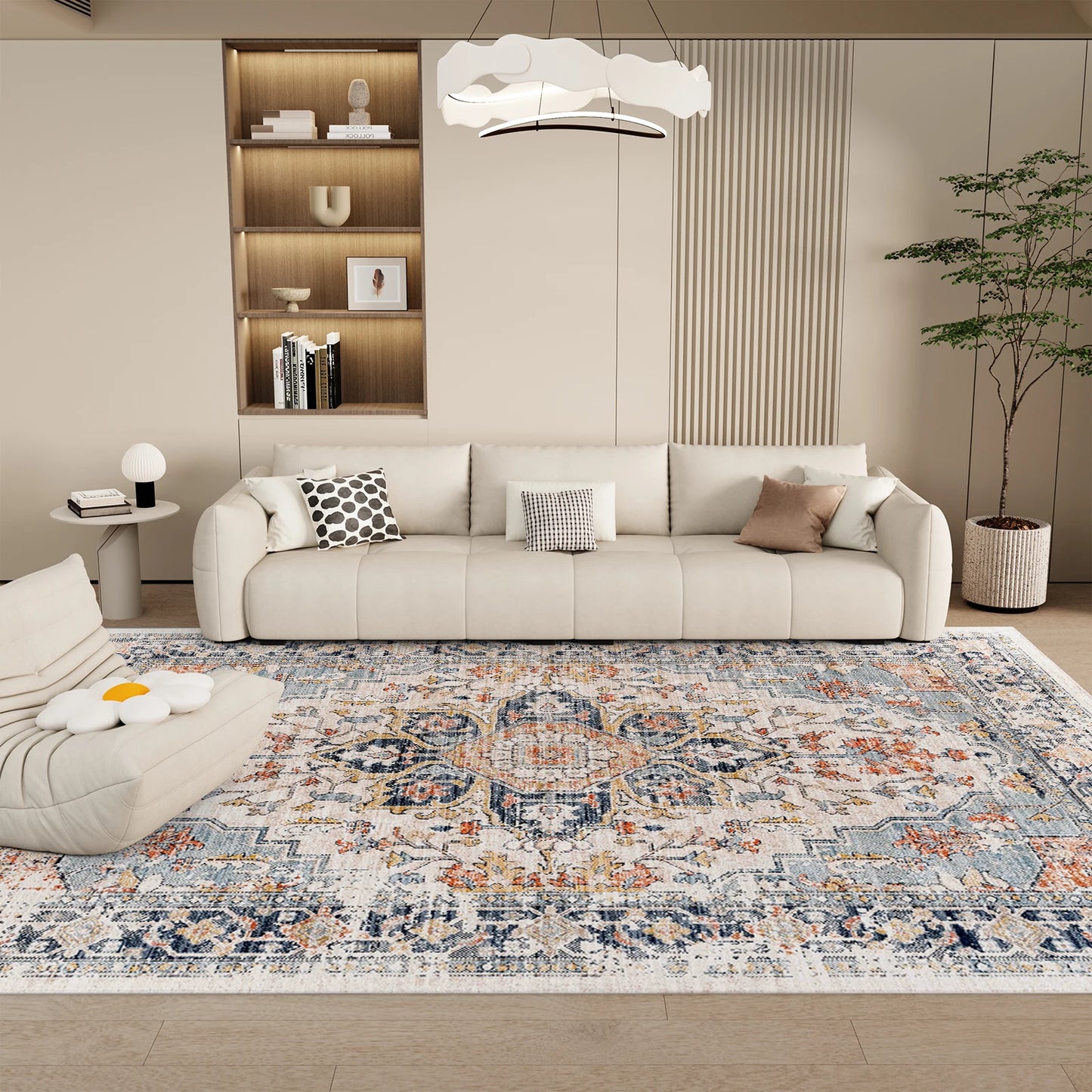 Orhopui Vintage Boho Design Washable Area Rugs Non Slip Rugs for Living Room and Bedroom Traditional Woven Rugs Stain Resistant