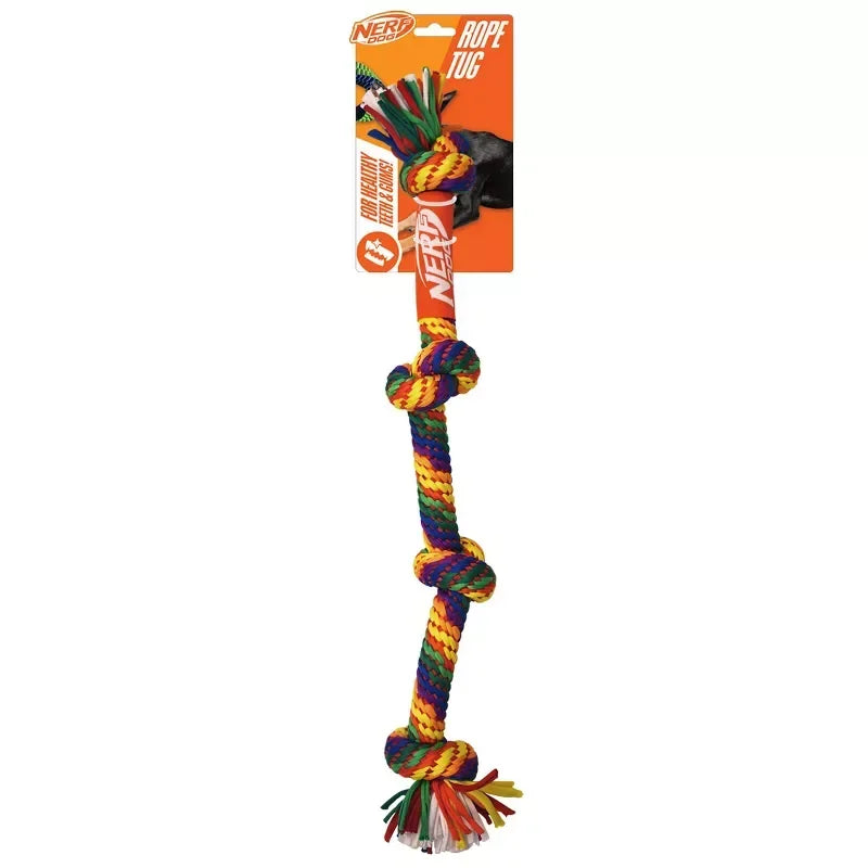 24 Inch T Shirt Rope Dog Toy Four Knots Tug of War Bright