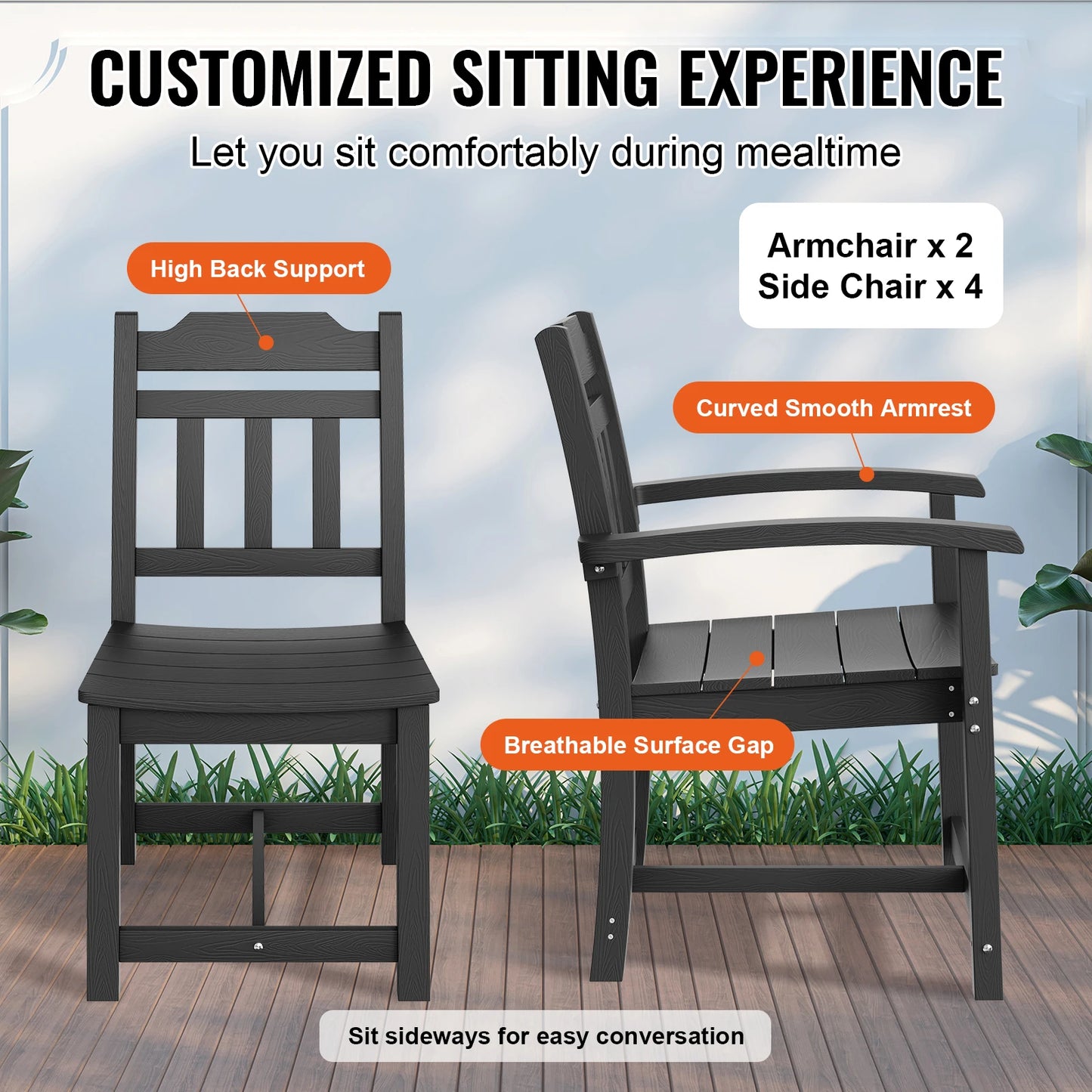 SucceBuy 7 Piece Patio Dining Set Outdoor Rectangle Table And Chairs All Weather