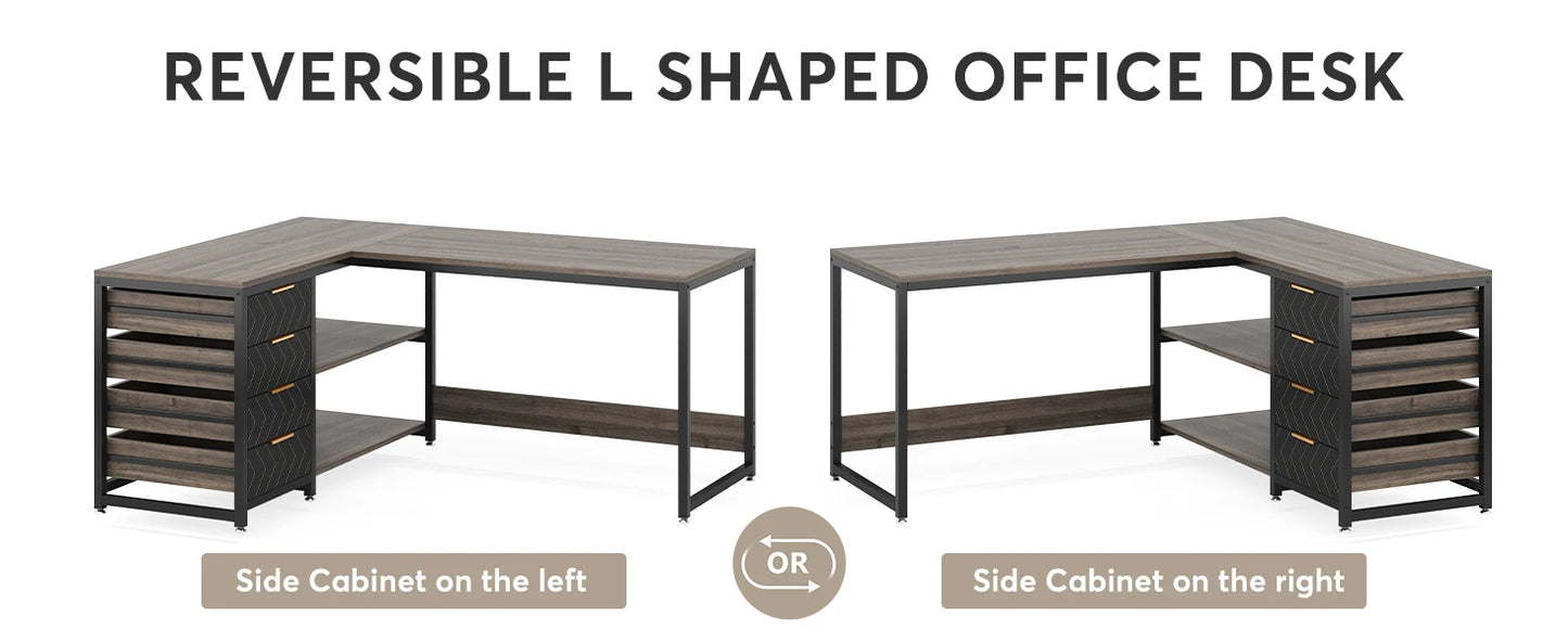 Tribesigns L Shaped Computer Desk With Storage Drawers