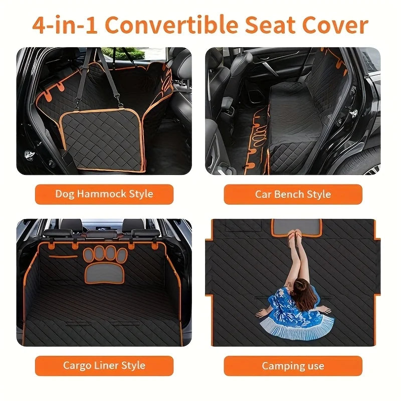 Dog Seat Cover Hammock Scratch Resistant Waterproof Anti Slip For Cars Rear Seat