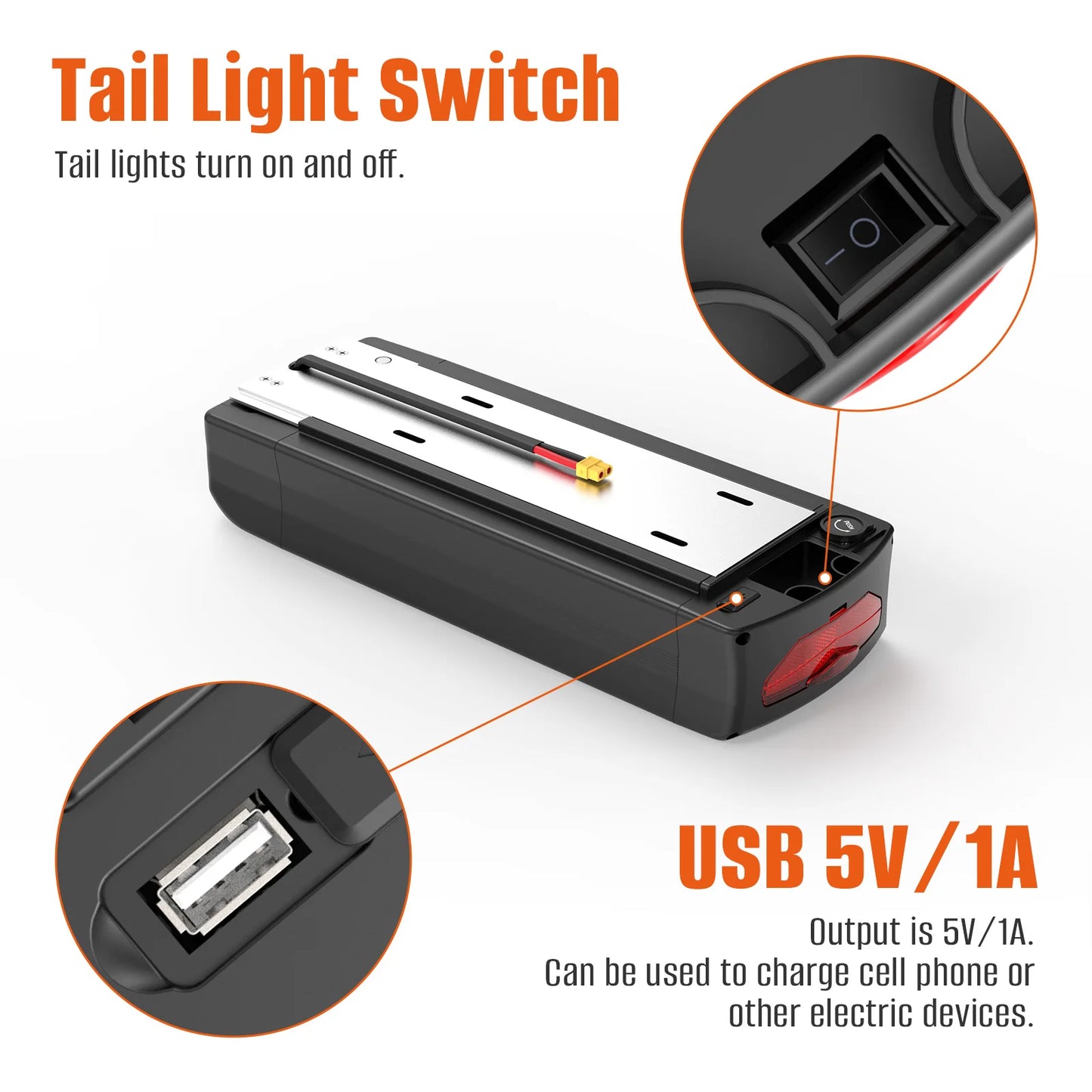 EU Stock Rear Rack Ebike Battery Li Ion 21700 Pack 36V 48V