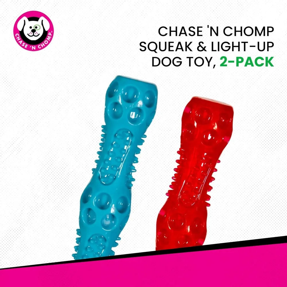 Chase N Chomp Squeak and Light Up Sticks Dog Toy 2 Pack