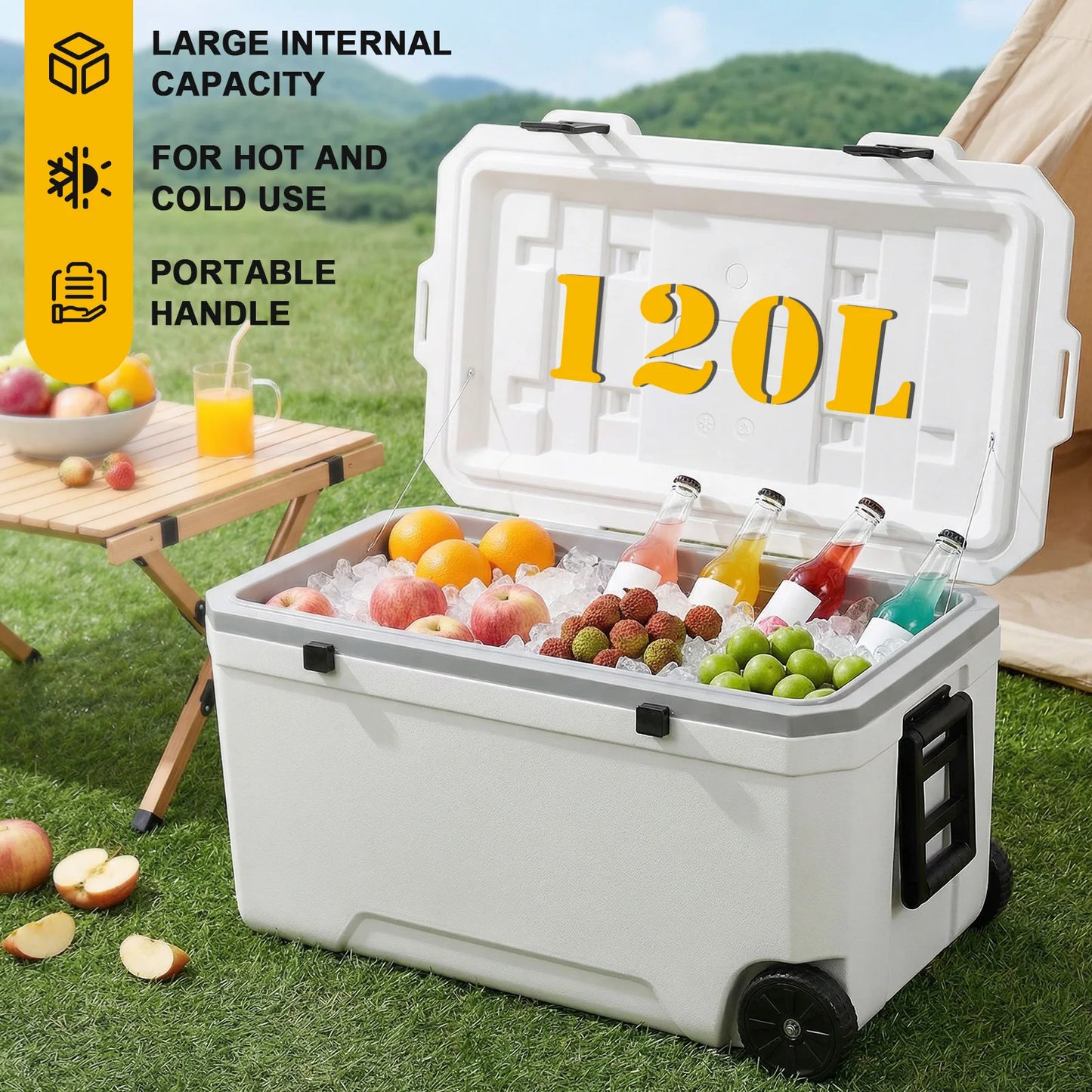 120L Insulated Wheeled Rotomolded Cooler Large Capacity For Beach Picnics