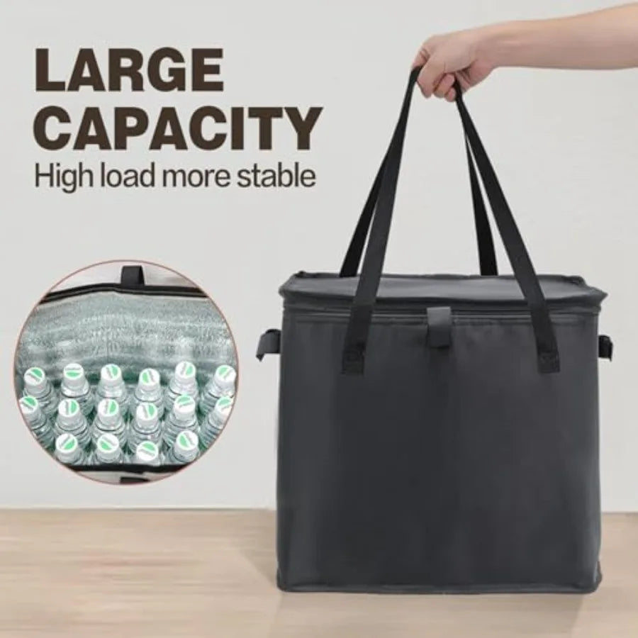 Large Wheeled Insulated Cooler Bag With Hard Frame Leakproof For Camping Picnics