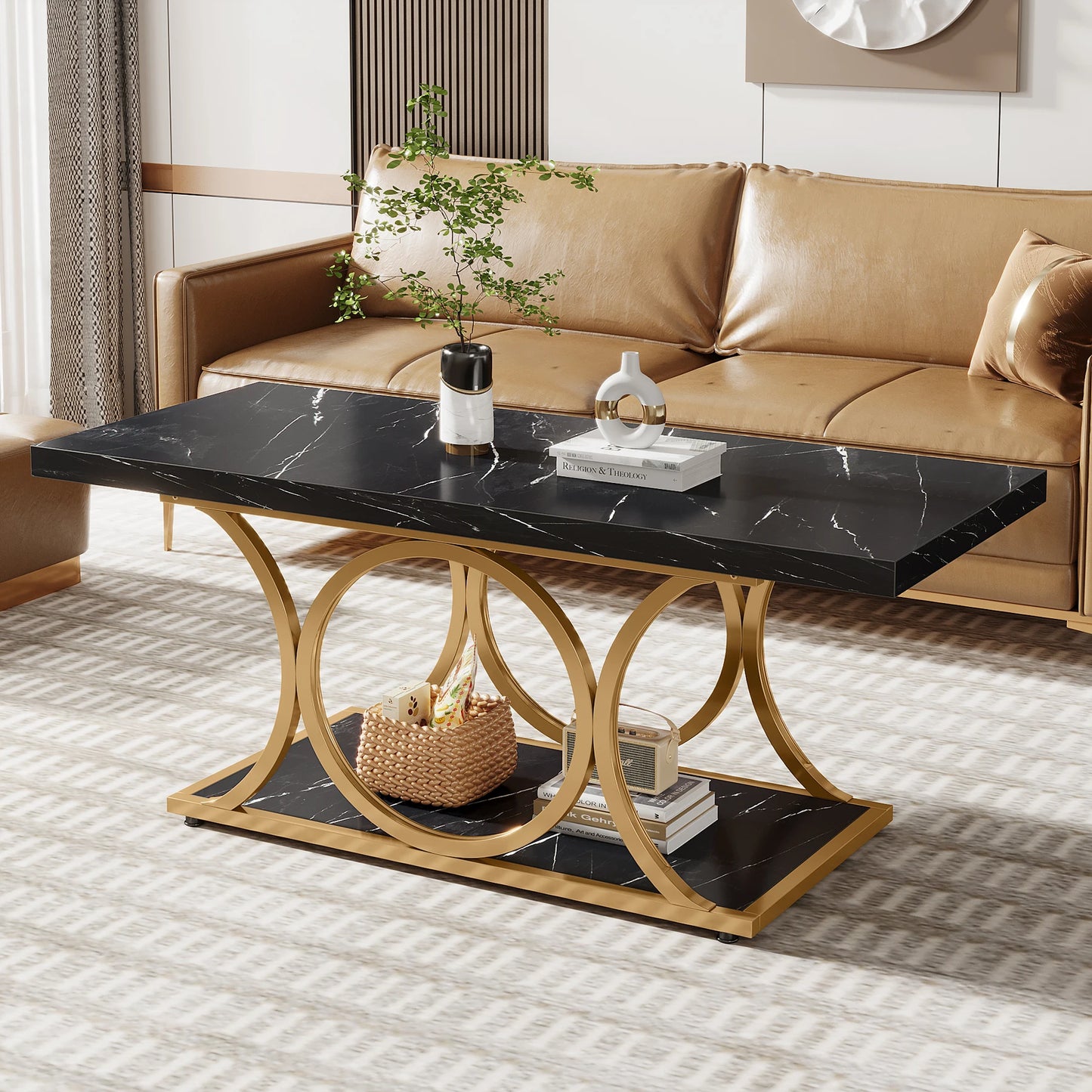 Tribesigns Rectangle Coffee Table 47.24 Inch Modern