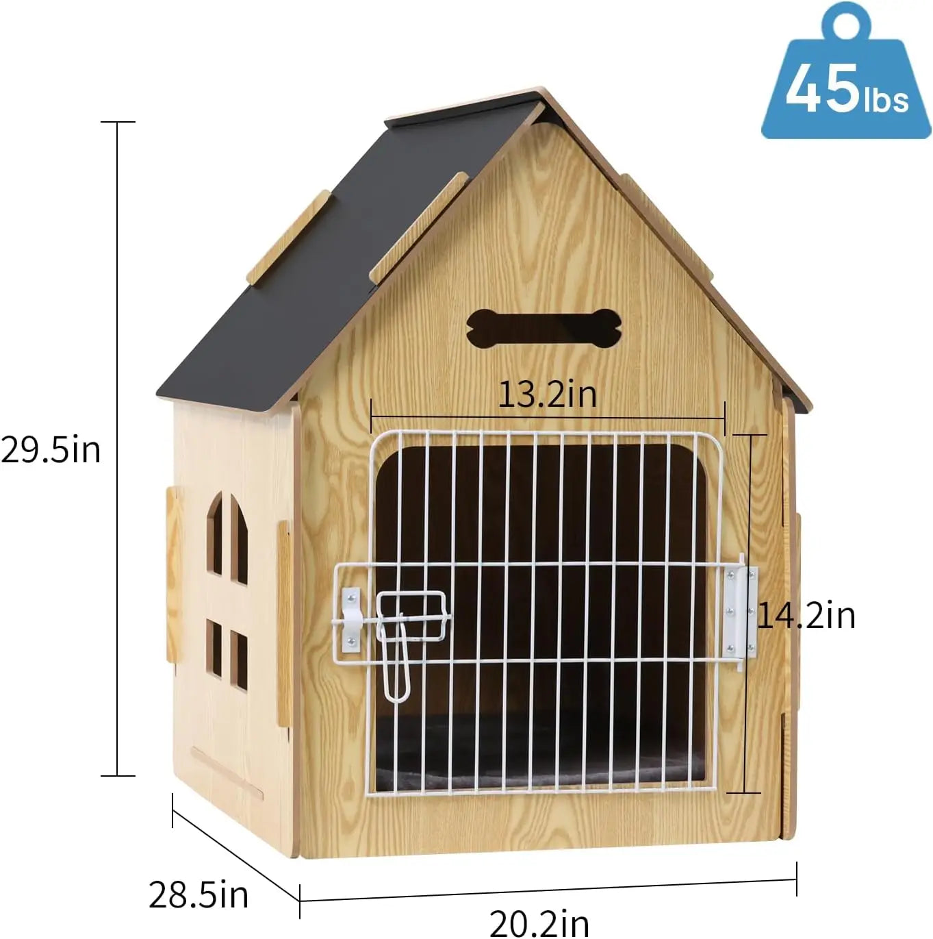 Cozy Wooden Indoor Dog House For Small Pets With Air Vents