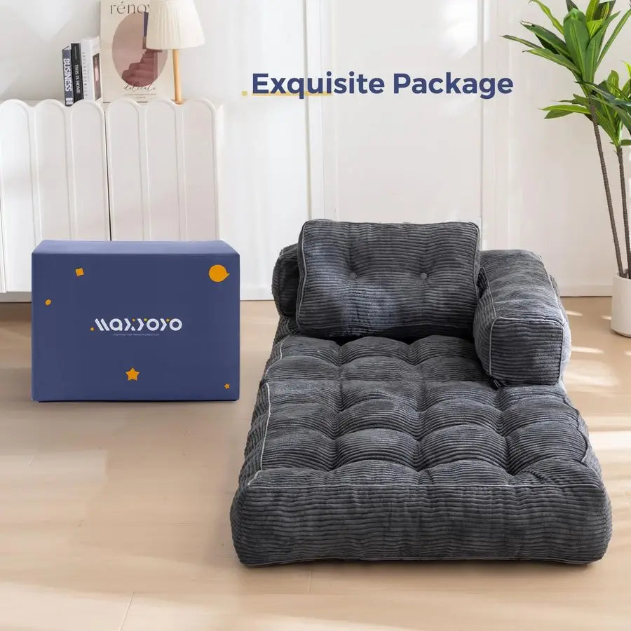 Folding Sofa Bed L Shaped Convertible With Armrest Pillow Portable Customized