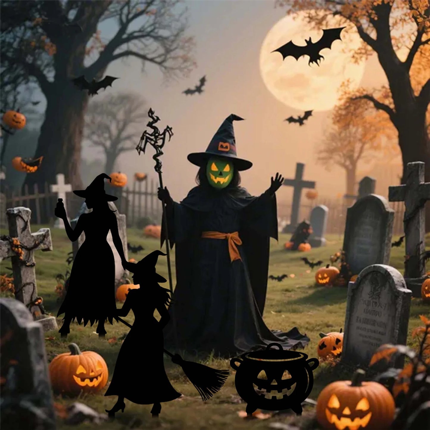 Halloween Yard Signs Metal Ghost Skeleton Tombstone Stakes