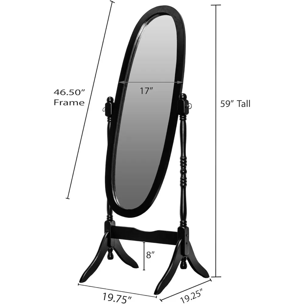 Legacy Decor Swivel Full Length Floor Wood Cheval Mirror White 59 Inch Height 20 Inch Width 19 Inch Depth