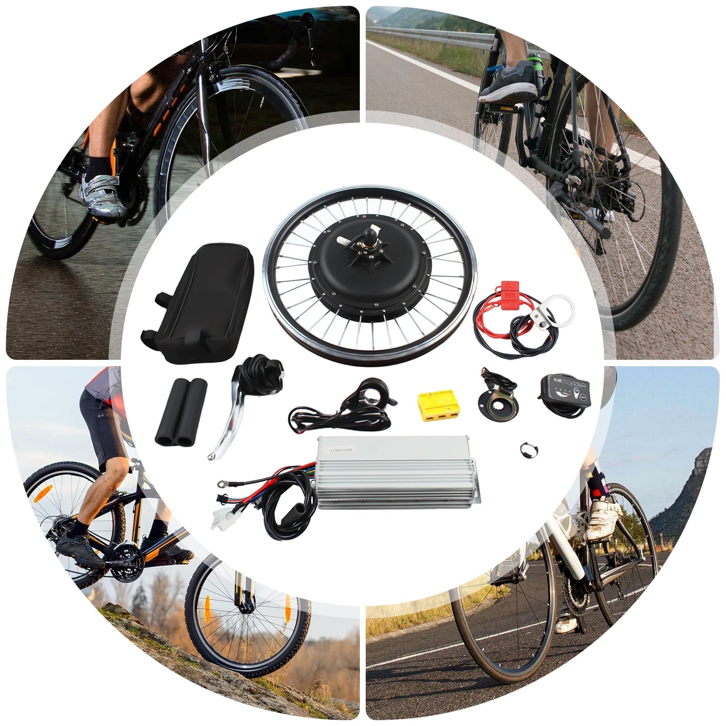 48V 1000W Ebike Conversion Kit Rear Wheel For Easy Install
