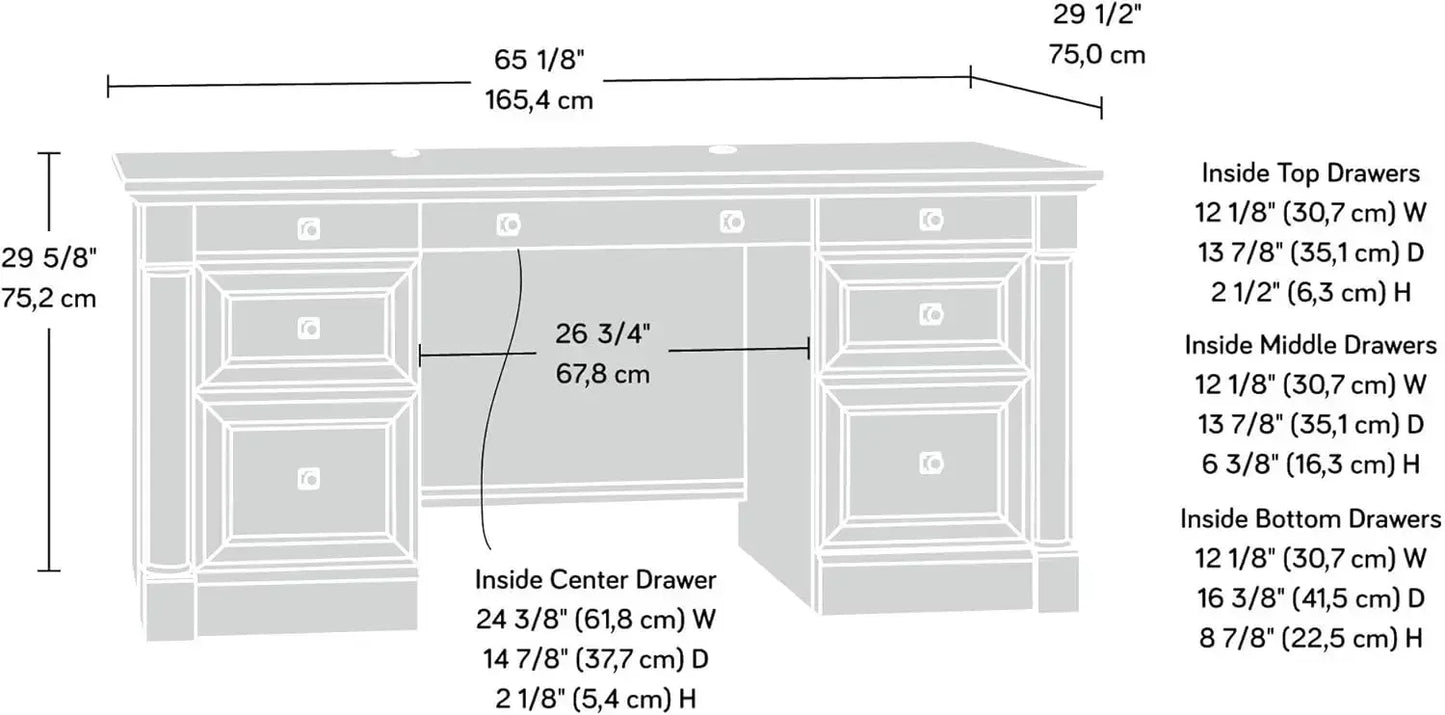 Palladia Executive Desk Engineered Wood Vintage Oak Finish