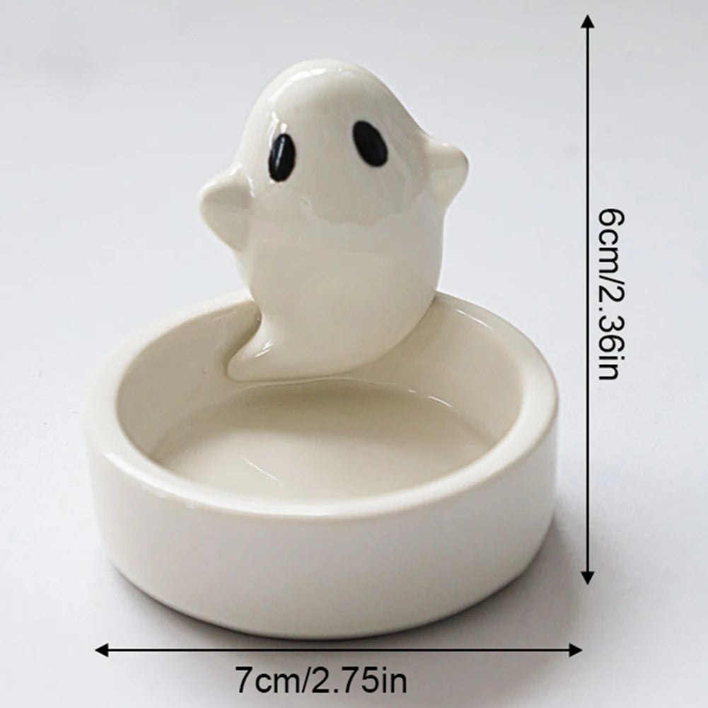 Ceramic Ghost Tealight Candle Holder For Halloween Decor
