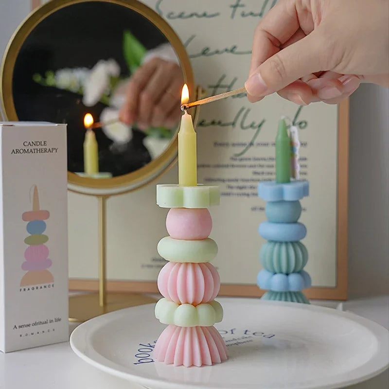 Stackable Geometry Scented Soy Wax Candles For Weddings Parties Home Decor Gifts