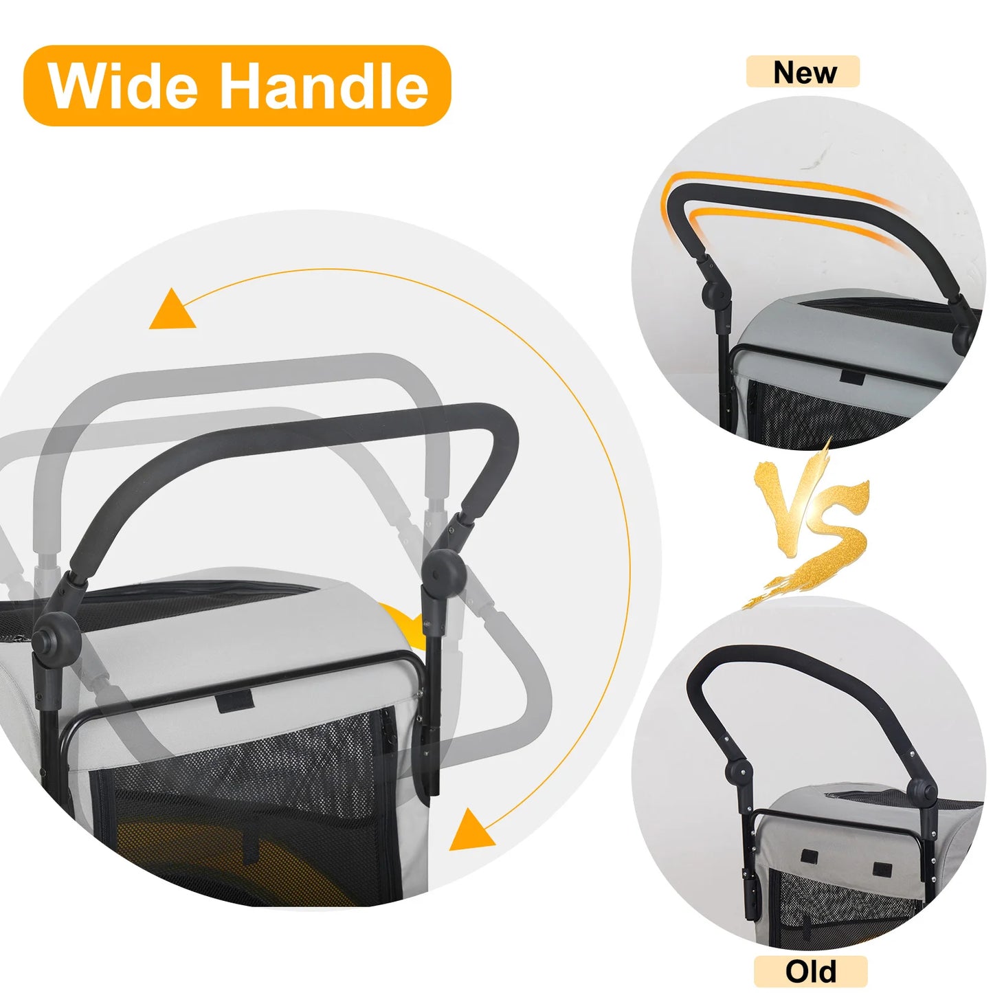 Premium Dog Stroller Pram 4 Wheel Foldable Cart Travel Jogger For Small Medium Large Dogs