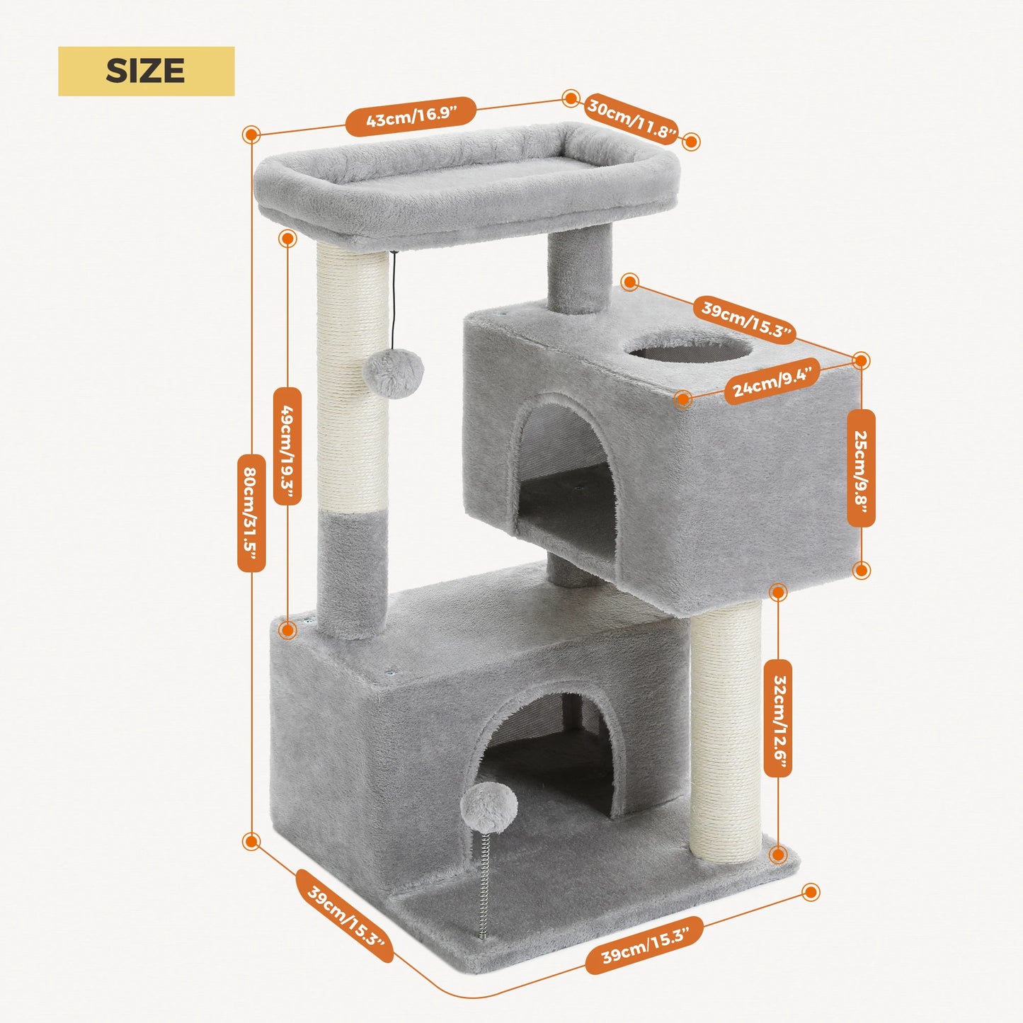 Large Indoor Cat Tree Tower With Sisal Scratching Pad