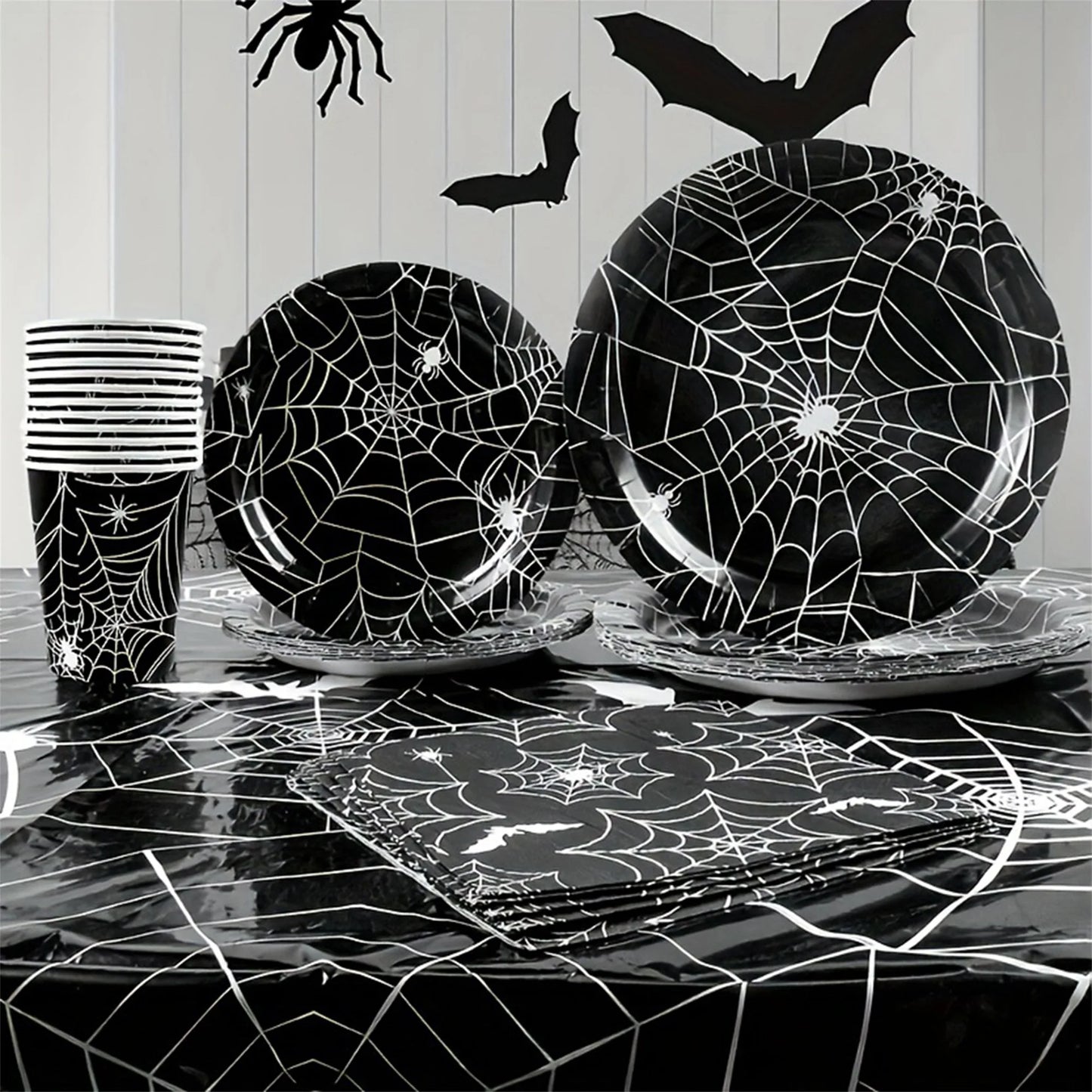Halloween Pumpkin Tableware 120 Pcs Disposable Dinnerware