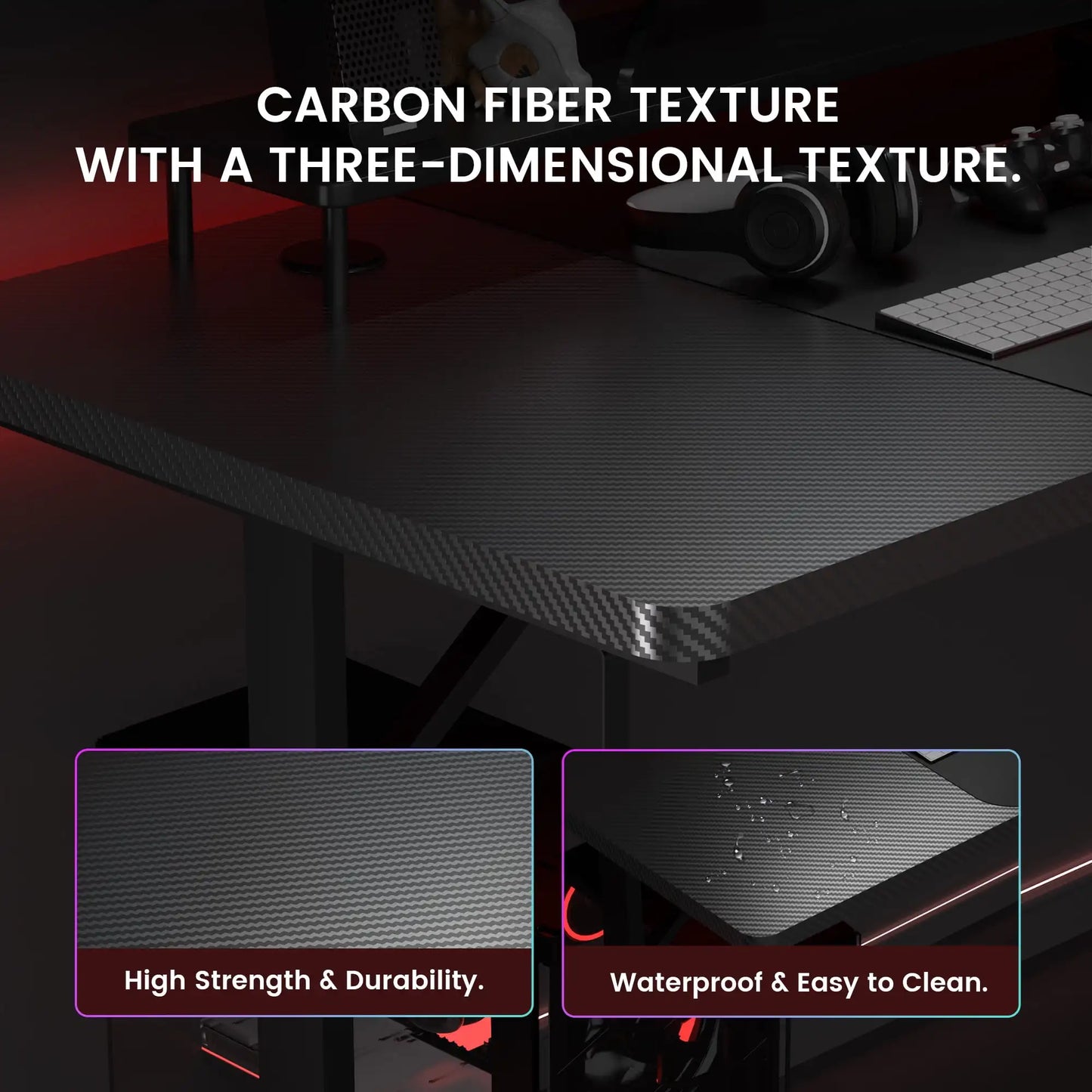 55 Inch RGB Gaming Desk With Mouse Pad T Shaped Black