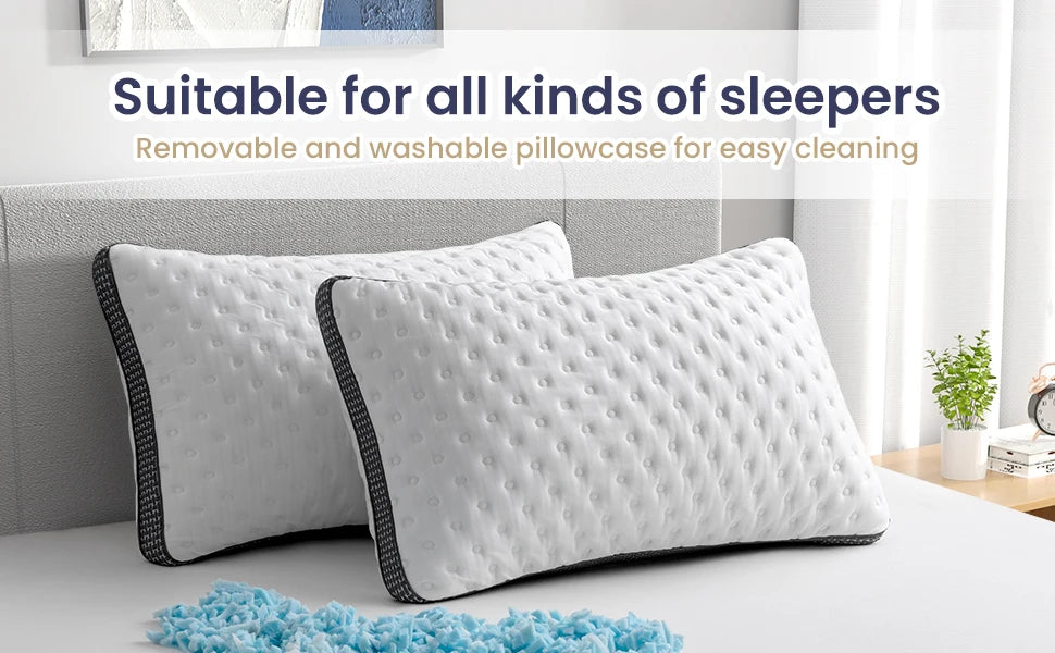 BedStory Cooling Pillows Queen Size Set of 2 Gel Memory Foam Pillows Medium Firm Pillows for Sleeping CertiPUR-US Certified