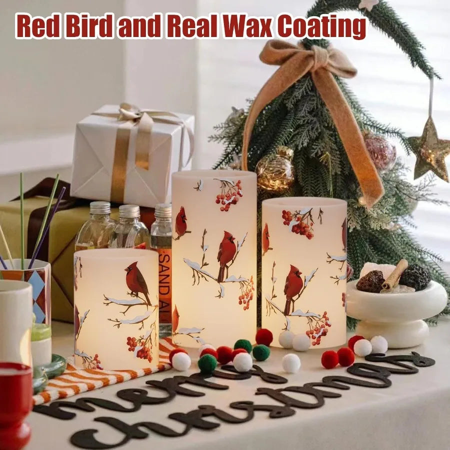 Flameless LED Candles With Timer 3D Wick Halloween Pillar