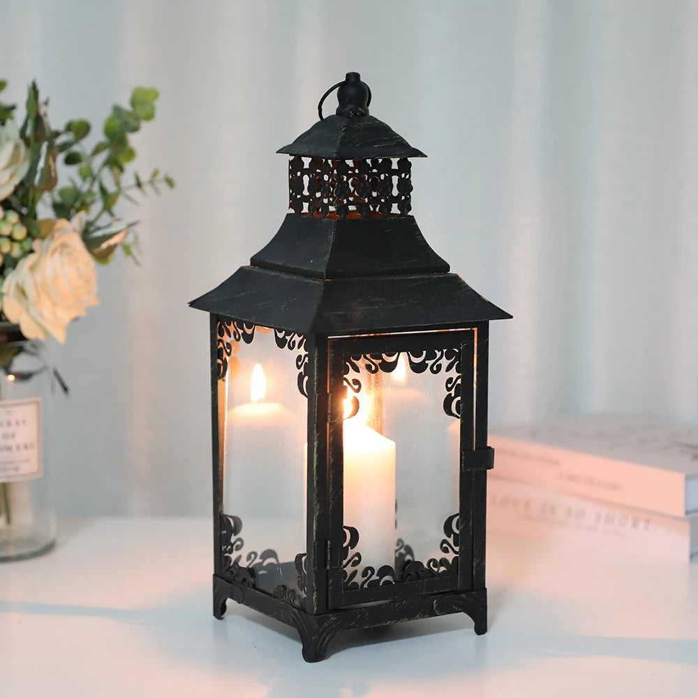 Vintage Metal Candle Holder Hanging Lantern For Outdoor Garden Lighting