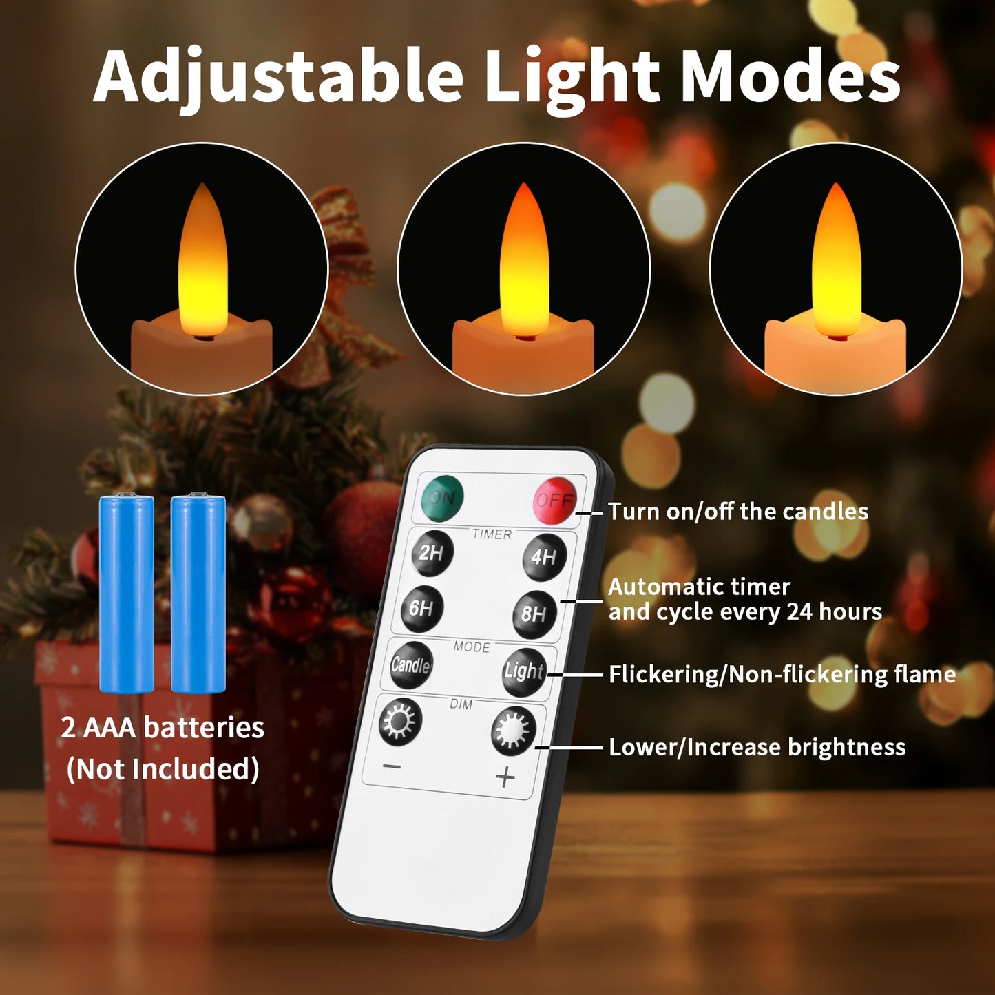 Flickering LED Taper Candles 6 Pack With Remote Flameless