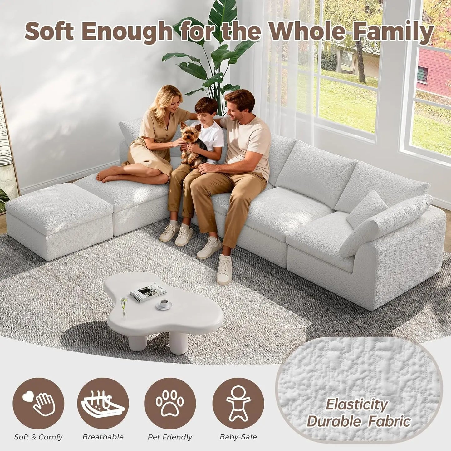 Oversized Sectional Modular Sofa With Ottoman U Shape Living Room Six Seater