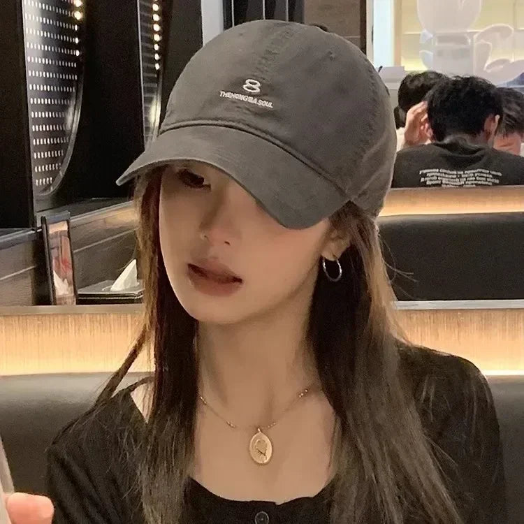 American Street Style Letter Embroidered Baseball Cap Unisex Washed Cotton Hat