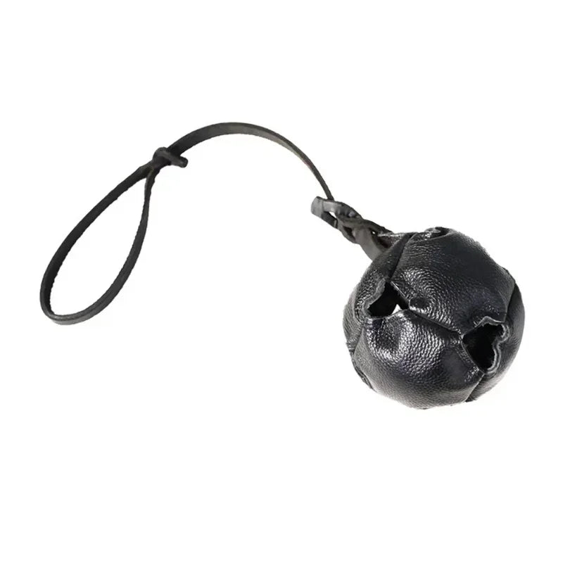 Leather Dog Training Ball Tug Toy With Handle Soft Puppy Reward For Fetch