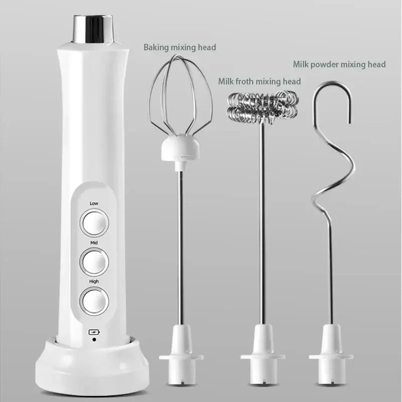 3 In 1 Wireless Handheld Electric Milk Foam Machine Mini Frother Maker Cappuccino Coffee Whisk Mixer Foamer