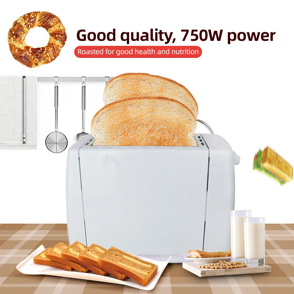 Toaster 2 Slice Wide Slot Stainless Steel with 6 Preset Temperature Settings and Manual Stop