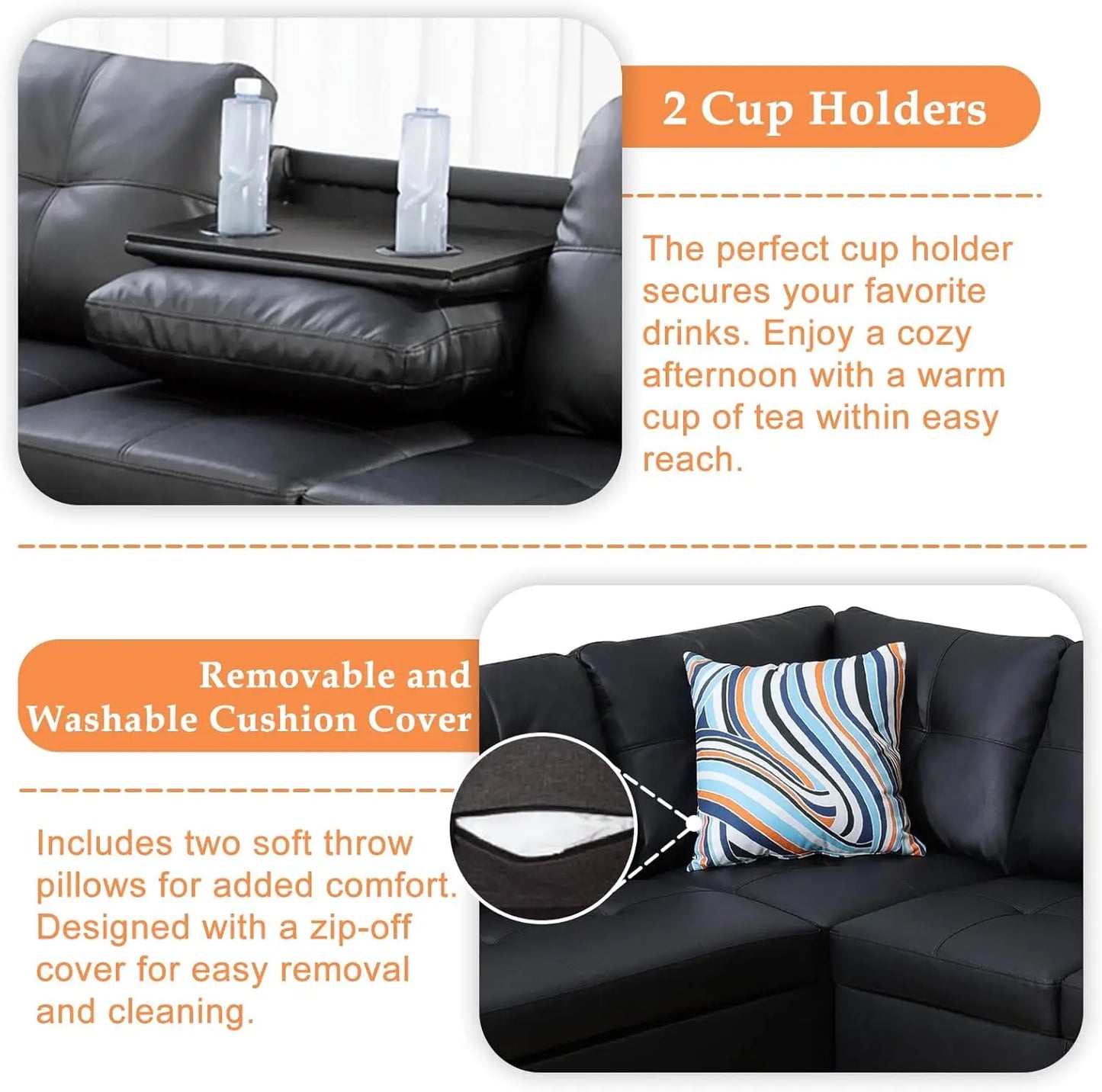 Sectional L Shape Couch 4 Seaters Chaise Lounge Ottoman