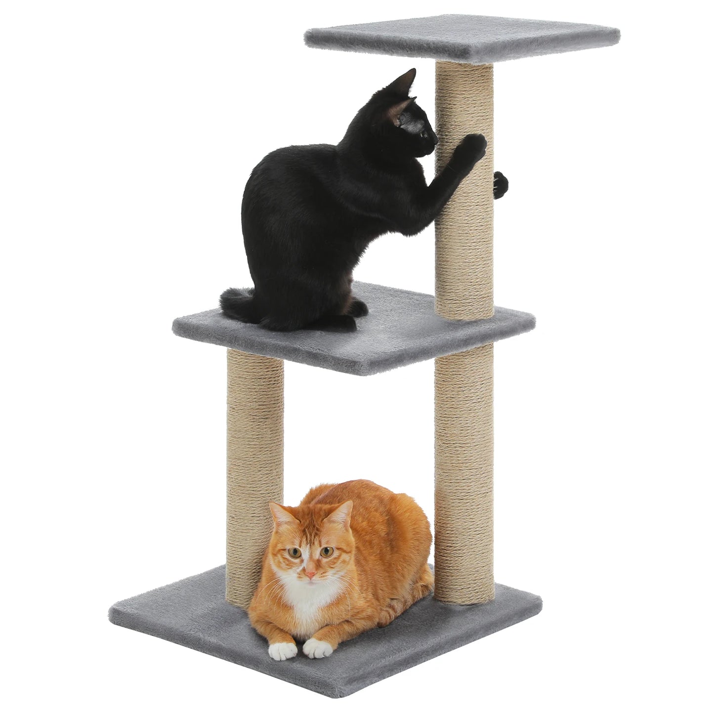 PAWZ Road Cat Tree Indoor 3 Tier Activity Tower With Scratching Posts Grey