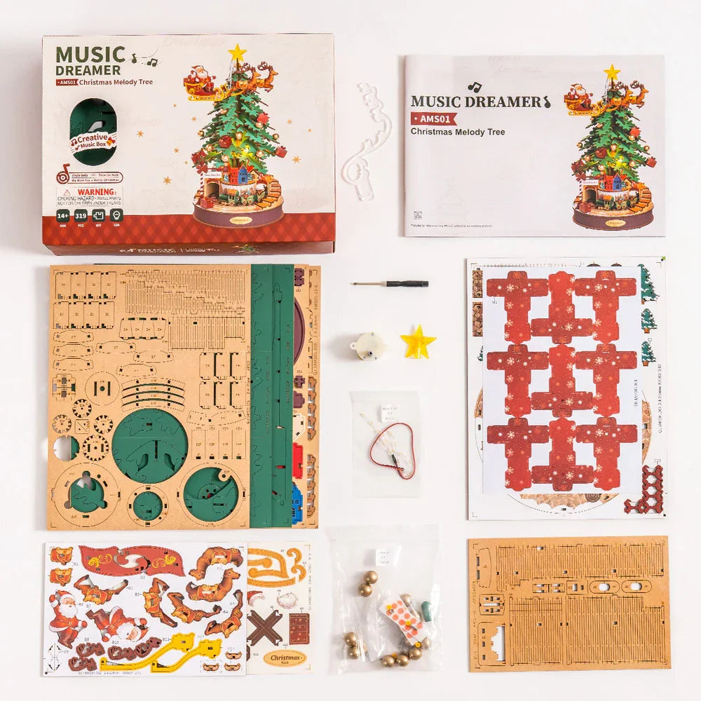 Robotime Christmas Melody Tree Music Box Puzzle Light