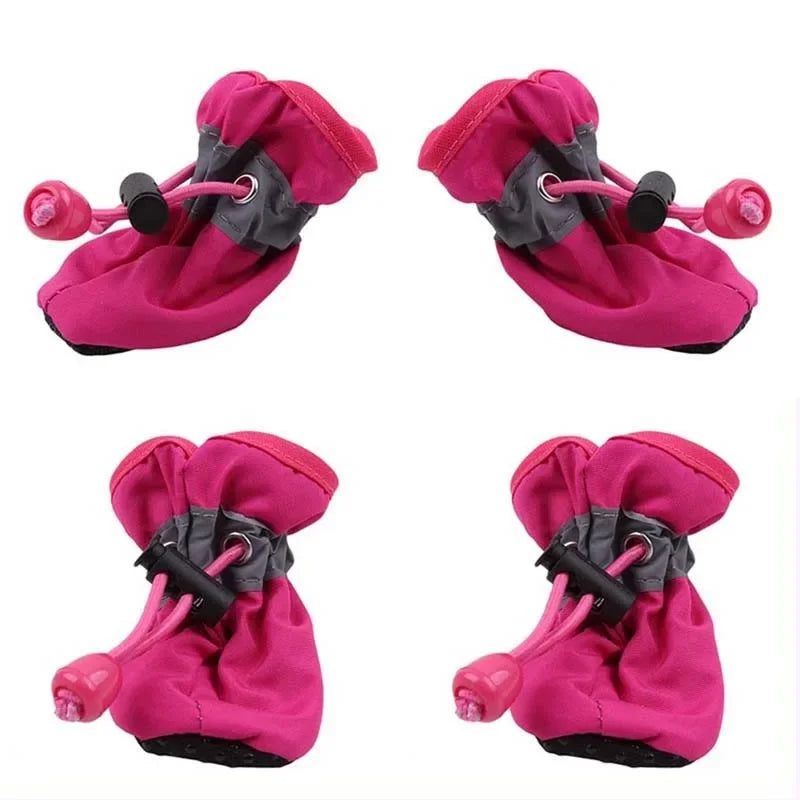 4Pcs Dog Rain Snow Boots Waterproof Anti Slip Thick Warm for Small Pets