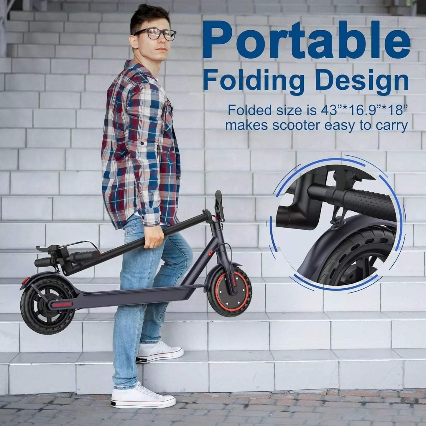 LP60 Electric Scooter 350W 19mph Smart Control Folding Scooter 8.5 Inch Tire 16 Miles Max Range for Adults