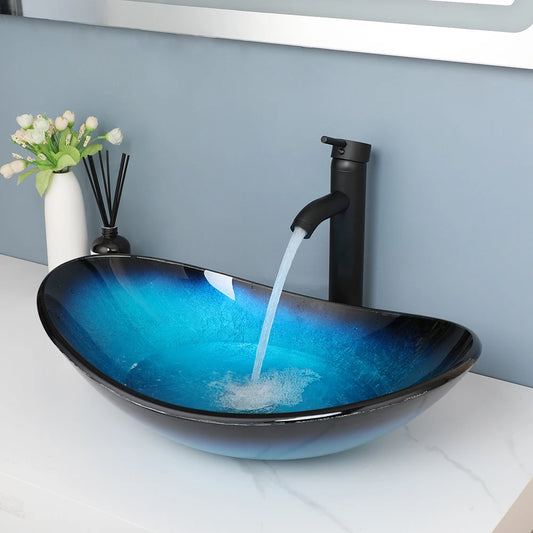 Jieni Glass Waterfall Spout Brass Faucet Oil Rubbed Bronze