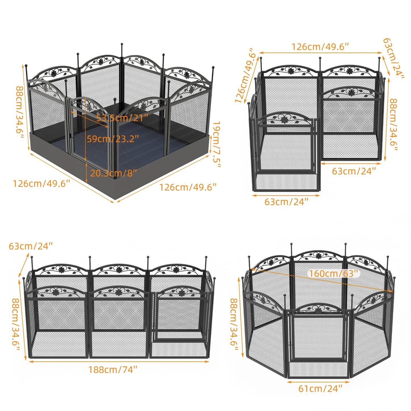 8 Panels Heavy Duty Dog Playpen Outdoor Indoor Fence Pad