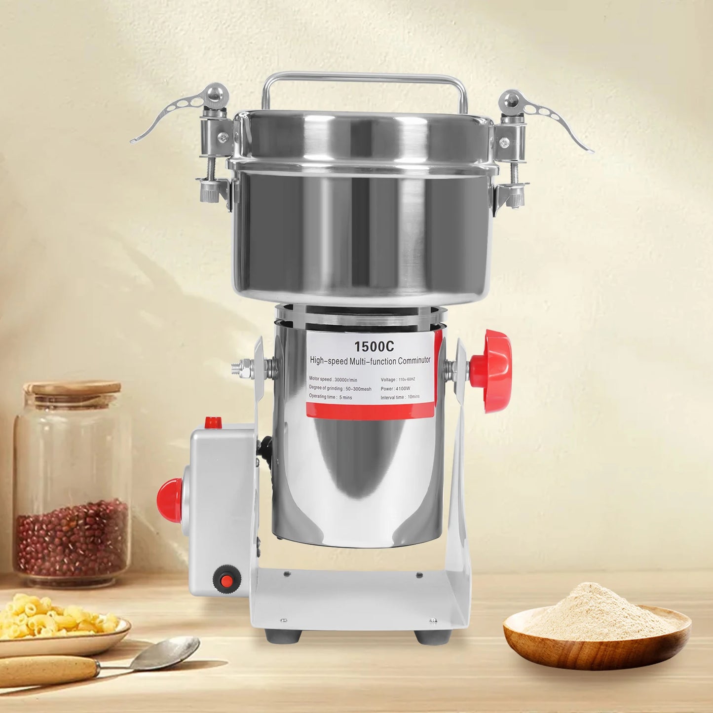 4100W Kitchen Tabletop Grain Mill Grinder 1000G Capacity