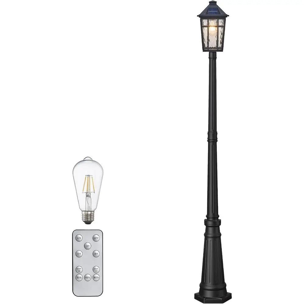 Outdoor Lamp Post Light Dusk To Dawn Waterproof Pole 80.7 Inch Black Remote