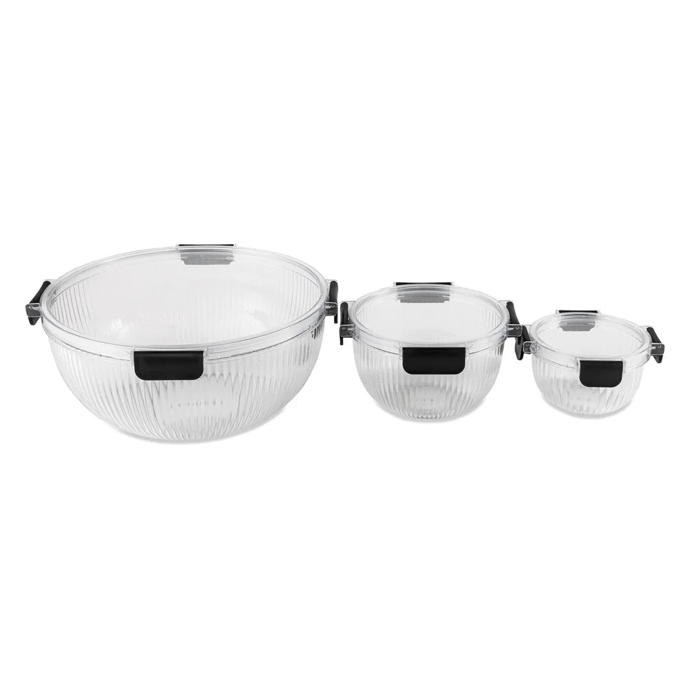 6 Piece Plastic Mixing Bowls Nesting Set With Airtight Lids