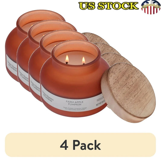 Apple Pumpkin Scented 2 Wick Frosted Jar Candle 18 Ounce