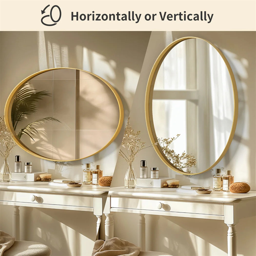 LUVODI Brushed Gold Mirror with Metal Frame for Living Room Entryway and Vanity Wall Decor